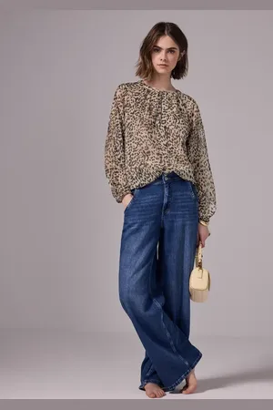Street one Femme Blouse en mousseline de soie avec léopard in Marron