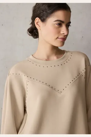 Street one Femme T-shirt en soie avec rivets in Beige