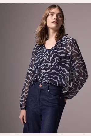Street one Femme Blouse en mousseline de soie imprimée in Bleu