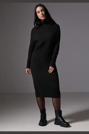 Street one Femme Robe midi à col roulé in Noir
