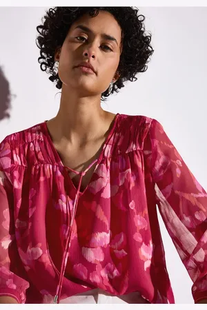 Street one Femme Tunique en mousseline de soie avec fronces in Rouge