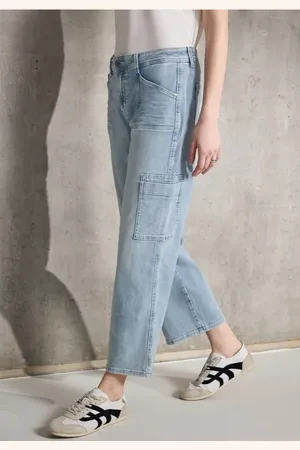 Street one Femme Jeans Cargo Straight Legs in Bleu