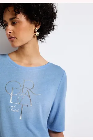 Street one Femme T-shirt avec texte sur film in Bleu