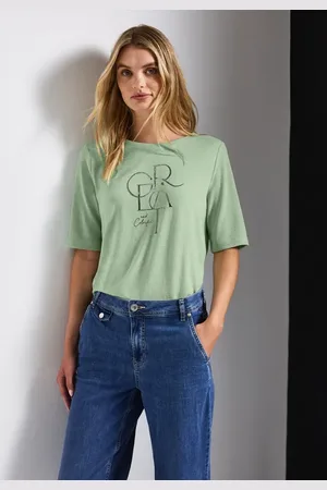 Street one Femme T-shirt avec texte sur film in Vert