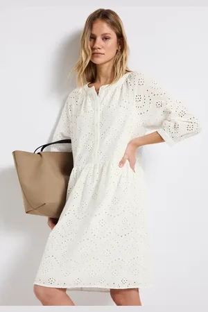 Street one Femme Robe avec broderie bouclée in Blanc