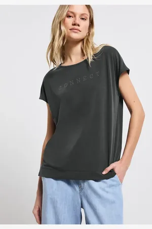 Street one Femme T-shirt en soie avec des mots in Gris
