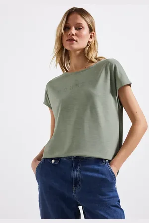 Street one Femme T-shirt en soie avec des mots in Vert