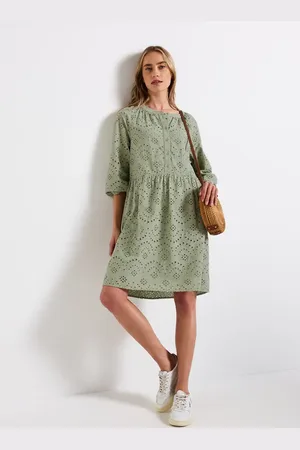 Street one Femme Robe avec broderie bouclée in Vert