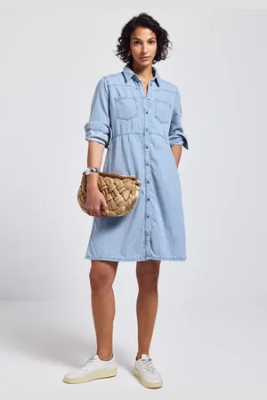 Street one Femme Robe en jean avec patte de boutonnage in Bleu