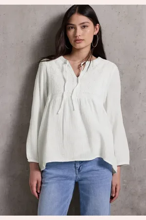 Street one Femme Tunique en mousseline avec broderie in Blanc