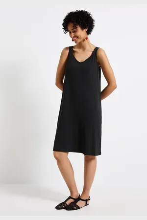 Street one Femme Robe à bretelles en couleur unie in Noir
