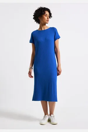 Street one Femme Robe à structure côtelée in Bleu