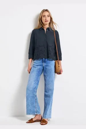 Street one Femme Chemisier avec broderie in Bleu