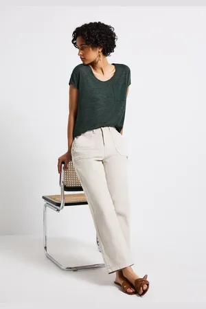 Street one Femme T-shirt en lin in Vert