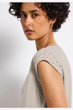 Street one Femme T-shirt avec détails brodés in Beige