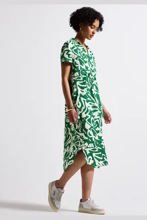 Street one Femme Robe en lin à motifs in Vert