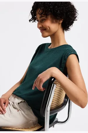 Street one Femme T-shirt avec détails brodés in Vert