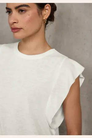 Street one Femme Top en lin avec volants in Blanc