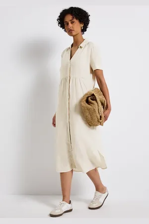 Street one Femme Robe à manches courtes en lin in Beige