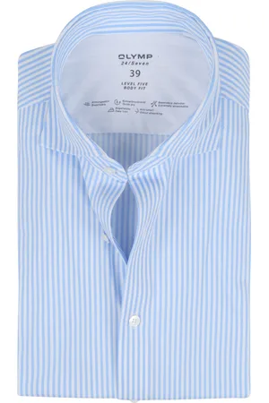 Olymp Chemise Level5 24/Seven Rayures Bleu clair Bleu