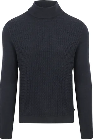 Suitable Pull Col Roulé Cable Marine Bleu Bleu foncé