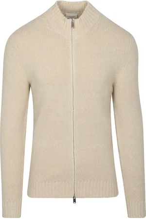 Profuomo Cardigan Laine Bouillie Ecru Beige Blanc cassé
