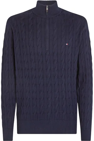 Tommy Hilfiger Half Zip Pull Cable Marine Bleu Bleu foncé