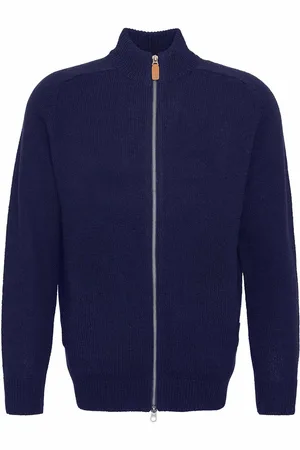 Barbour Talder Cardigan Zippé Laine Gris Bleu Bleu foncé
