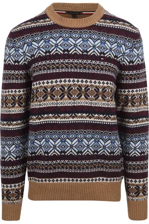Tommy Hilfiger Fairisle Pull Impression Camel Beige Marron Multicoloré
