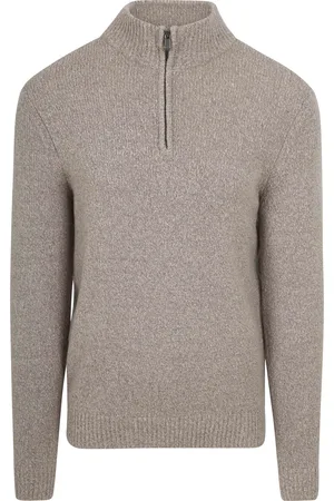 Suitable Half Zip Pull-over Laine Boiled Taupe Marron