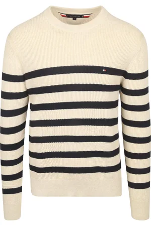 Tommy Hilfiger Sweater Ink Stripes Beige Bleu foncé