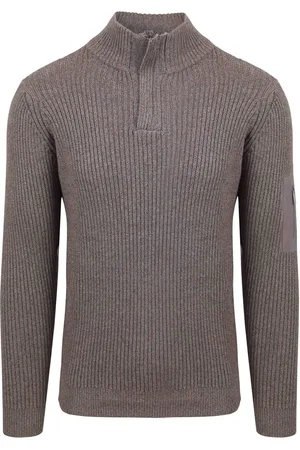 Suitable Mou Pull Demi-Zip Marron Taupe