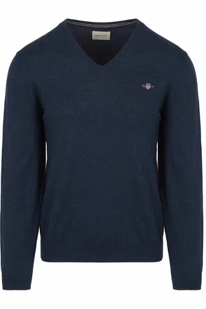 GANT Pullover Col-V Jeans Bleu Bleu foncé