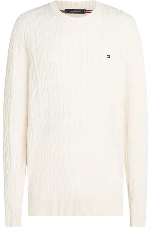 Tommy Hilfiger Pull Cable Off White Blanc cassé Blanc