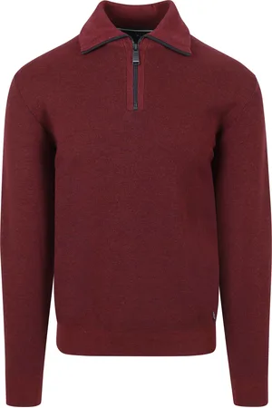Casa Moda Pull-over Demi-Zip Bordeaux Rouge