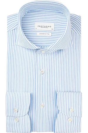 Profuomo Chemise Tricot Japonais Rayures Ciel Bleu clair Bleu