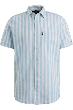 Vanguard Chemise Short Sleeve De Lin Rayures Clair Bleu clair Bleu