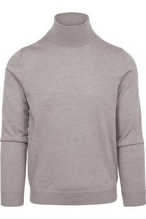 Suitable Pull Col Roulé Merino Greige Gris Beige
