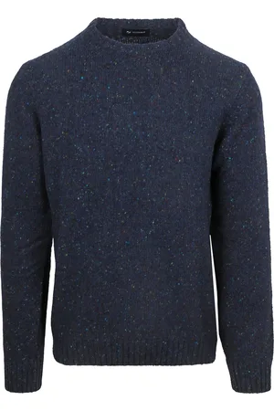 Suitable Pull Tweed Marine Mix Laine Bleu Bleu foncé