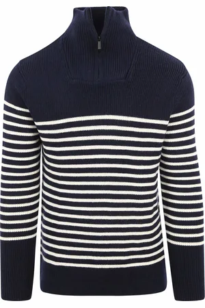 Knowledge Cotton Apparal ConnaissancesCotton Apparel Pullover Wool Navy Halfzip Bleu foncé Bleu