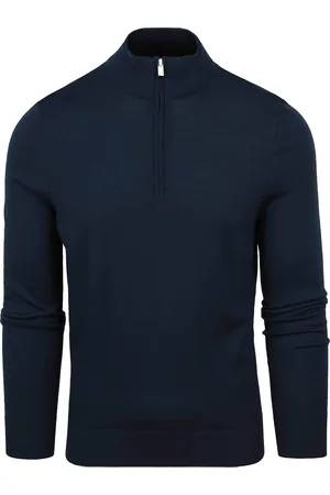 Suitable Merino Half Zip Sweater Marine Bleu foncé Bleu