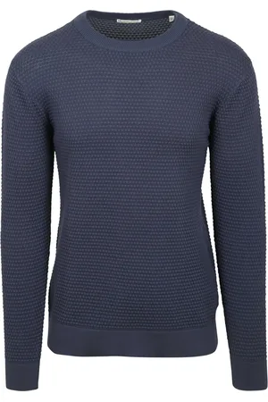 Knowledge Cotton Apparal Knowledge Pullover Bubble Knit Indigo Bleu Bleu foncé