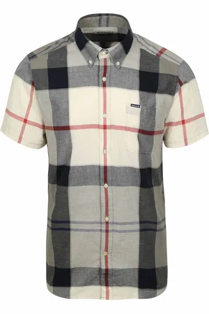 Barbour Shirt Doughill Bleache Pine Tartan Bleu Gris Rouge