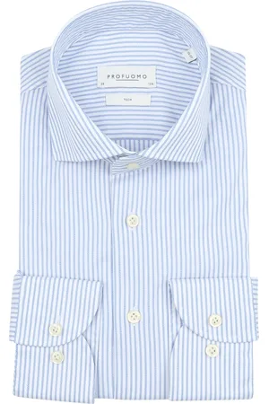 Profuomo Chemise Manches Extra Longues Travel Rayures Clair Bleu clair Bleu