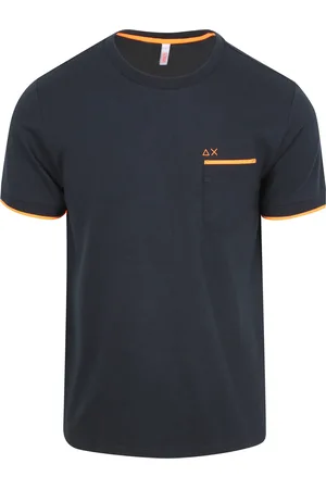 sun68 Piqué T-Shirt Fluo Rayures Marine Bleu Bleu foncé