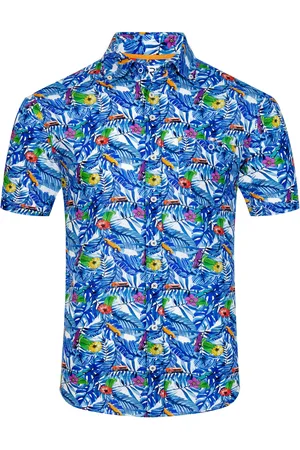 R2 Amsterdam R2 Chemise Manches Courtes Imprimé Bleu Multicoloré