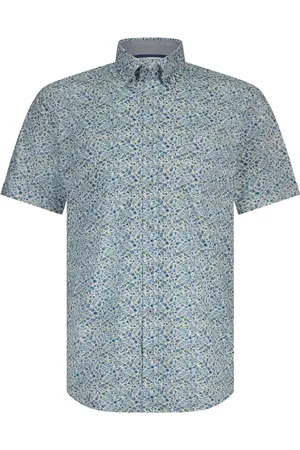 State of art Chemise Short Sleeve Impression Multicolour Multicoloré Bleu Vert