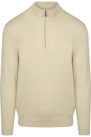 Profuomo Pullover Half Zip Luxury Off White Beige Blanc cassé