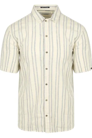 No Excess Short Sleeve Chemise Rayures Ecru Blanc cassé Beige