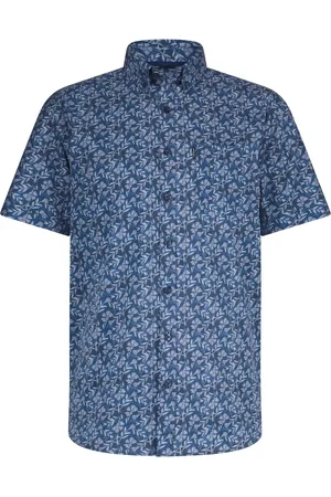 State of art Chemise Short Sleeve Leafs Marine Bleu Bleu foncé